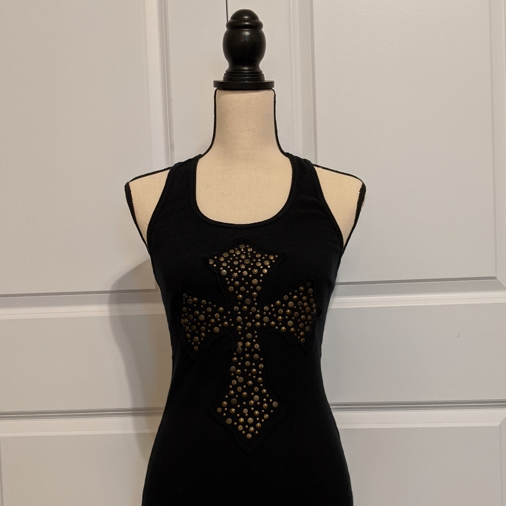Black Cross Tank Top